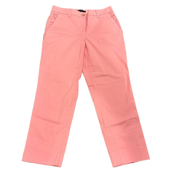 Ann Taylor Curvy Mid-Rise Ruffle Crop Pants Capri Barbiecore Size 00 - Picture 4 of 6